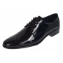 Pantofi barbati eleganti din piele naturala calapod lat Negru Lacuit GKR016NL